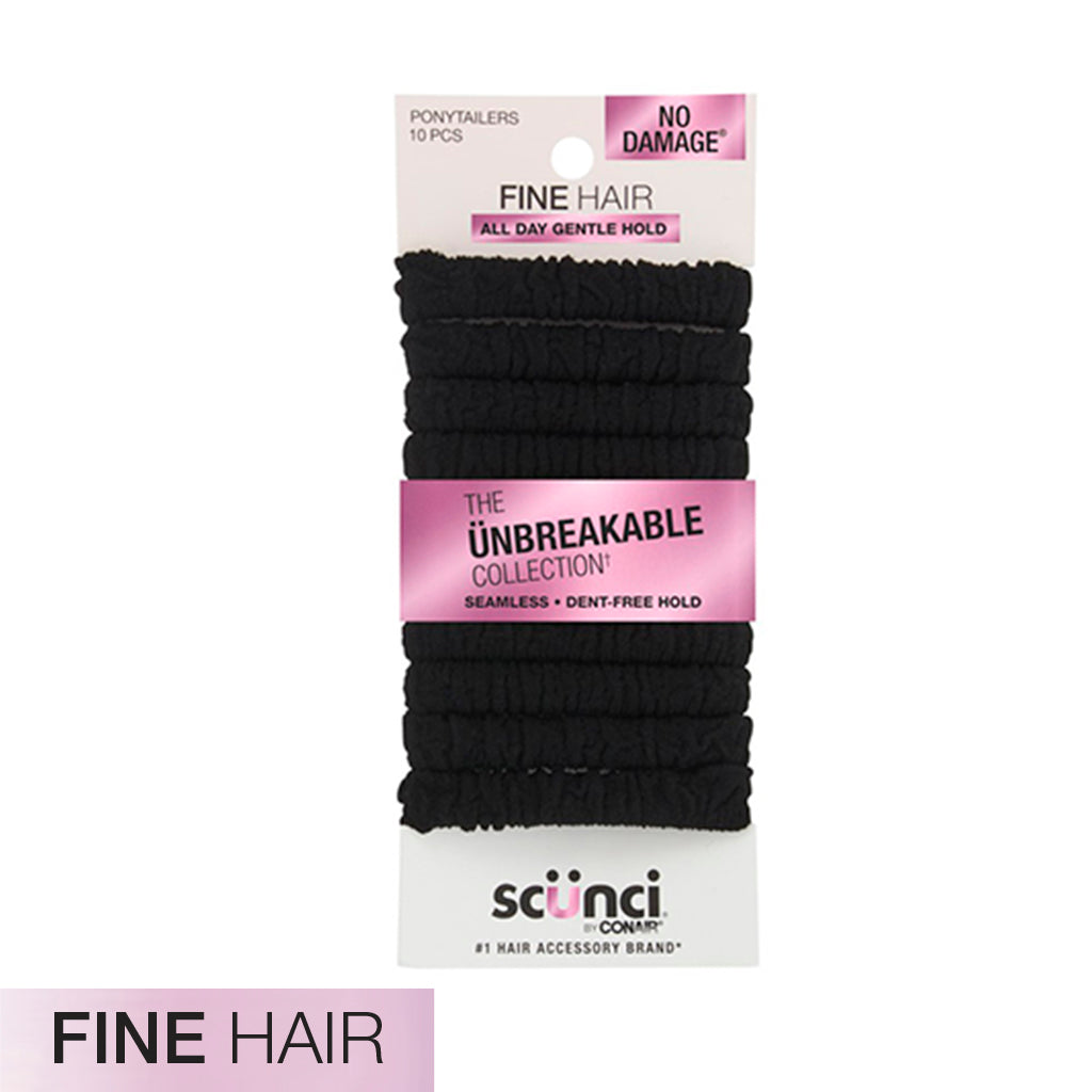 scünci Unbreakable Black Ponytailer for Fine Hair, 10 pack-043194103140-LR-357250-1-LR eShop
