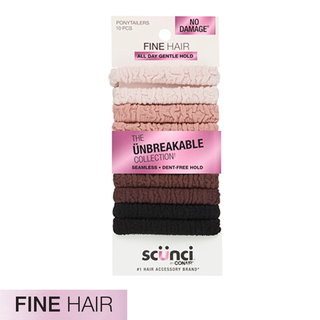 scünci Unbreakable Neutral Comfy Ponytailers for Fine Hair, 10pk-043194103454-LR-357251-1-LR eShop