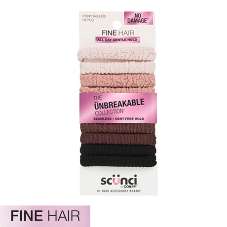 scünci Unbreakable Neutral Comfy Ponytailers for Fine Hair, 10pk-043194103454-LR-357251-1-LR eShop