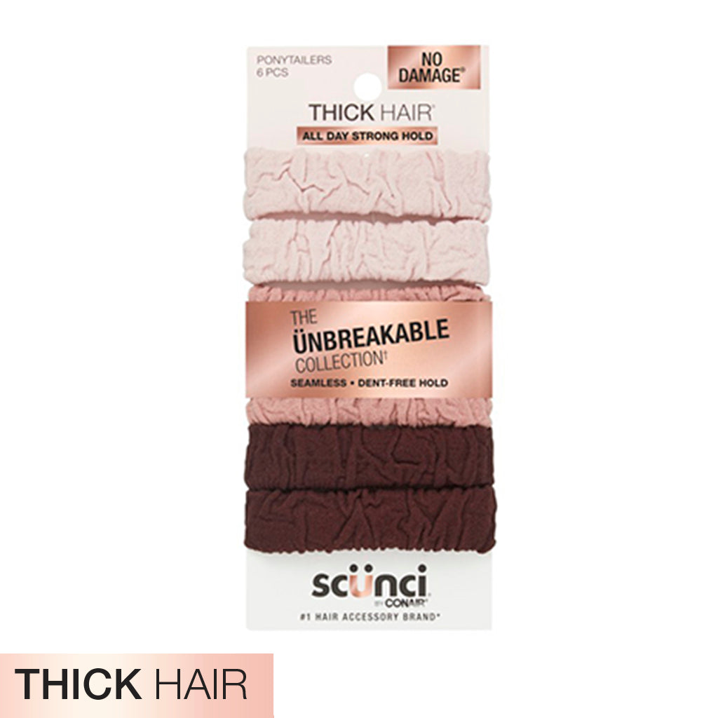 scünci Unbreakable Neutral Comfy Ponytailers for Thick Hair, 6 pack-043194103478-LR-357253-1-LR eShop
