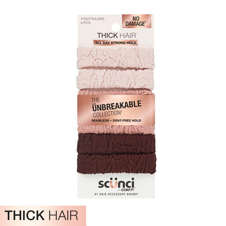 scünci Unbreakable Neutral Comfy Ponytailers for Thick Hair, 6 pack-043194103478-LR-357253-1-LR eShop