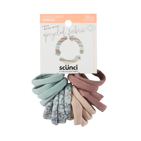 scünci Upcycled Earth-Friendly Solid and Printed Ponytailers, 16 count-043194604098-LR-350171-1-LR eShop