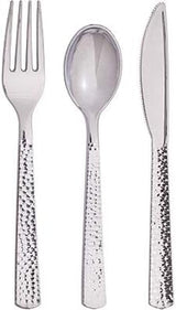 SENSATIONS Assorted Plastic Cutlery - Hammered Metallic Silver, 24 count-092352988990-LR-354388-2-LR eShop