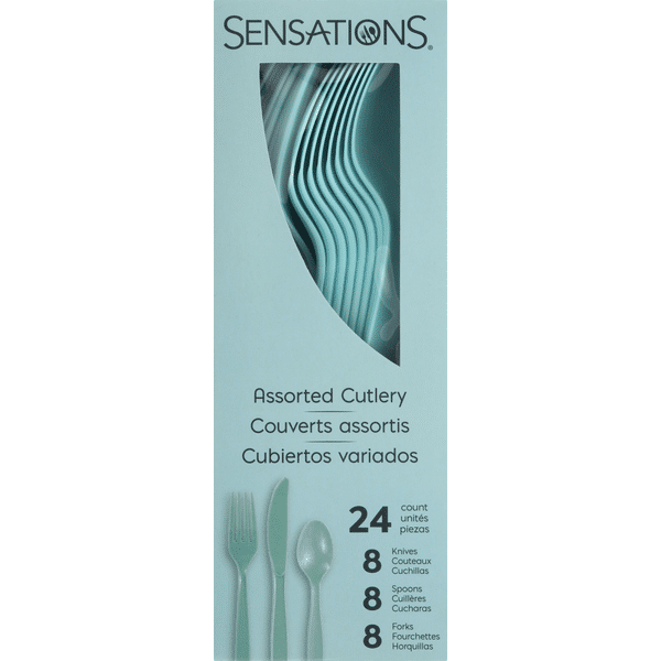 SENSATIONS Assorted Plastic Cutlery - Spa Blue, 24 count-092352988464-LR-354364-1-LR eShop