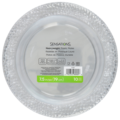SENSATIONS Heavyweight Plastic Dessert Plates - Clear Pebble, 10 count-092352989898-LR-361376-1-LR eShop