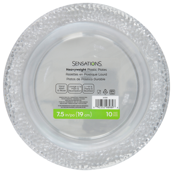 SENSATIONS Heavyweight Plastic Dessert Plates - Clear Pebble, 10 count-092352989898-LR-361376-1-LR eShop