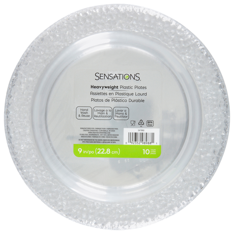 SENSATIONS Heavyweight Plastic Dinner Plates - Clear Pebble, 10 count-092352989881-LR-361375-1-LR eShop