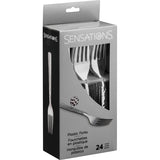 SENSATIONS Plastic Forks - Hammered Metallic Silver, 24 count-092352989027-LR-354390-4-LR eShop