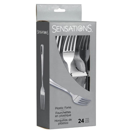SENSATIONS Plastic Forks - Silver, 24 count-092352991006-LR-361379-1-LR eShop
