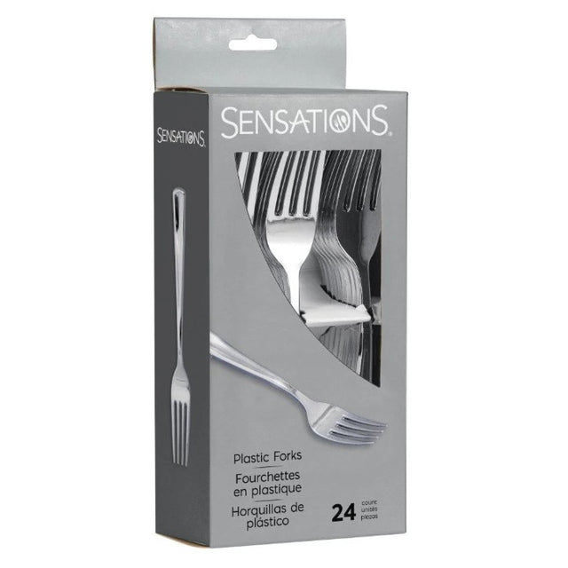 SENSATIONS Plastic Forks - Silver, 24 count-092352991006-LR-361379-1-LR eShop
