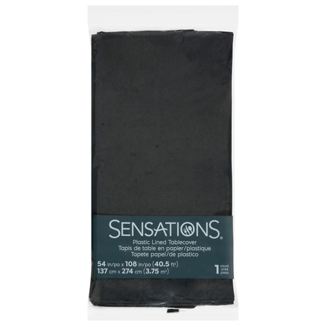 SENSATIONS Plastic Lined Tablecover - Black Velvet, 54" x 108"-092352991266-LR-361405-1-LR eShop