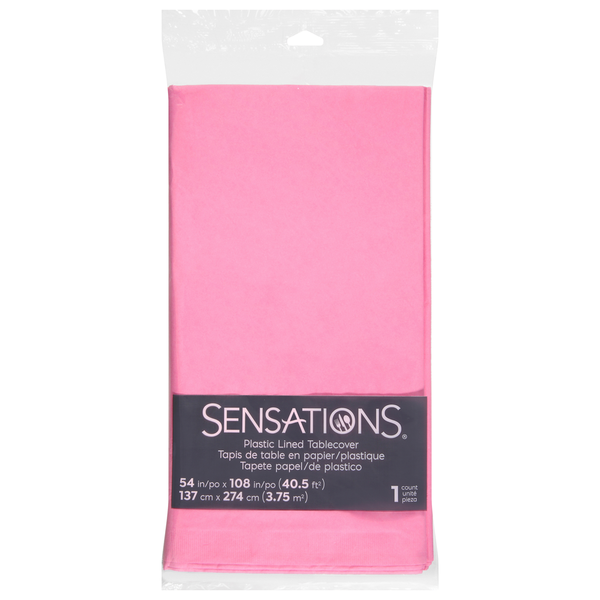 SENSATIONS Plastic Lined Tablecover - Candy Pink, 54" x 108"-092352991259-LR-361404-1-LR eShop