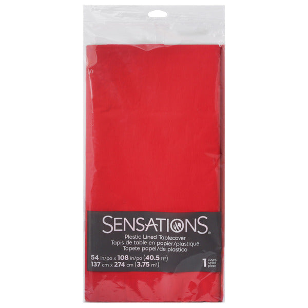 SENSATIONS Plastic Lined Tablecover - Classic Red, 54" x 108"-092352988860-LR-354381-1-LR eShop