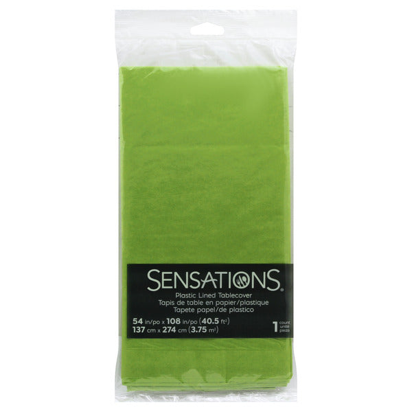 SENSATIONS Plastic Lined Tablecover - Fresh Green, 54" x 108"-092352988891-LR-354384-1-LR eShop