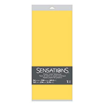 SENSATIONS Plastic Lined Tablecover - Soft Yellow, 54" x 108"-092352988877-LR-354382-1-LR eShop