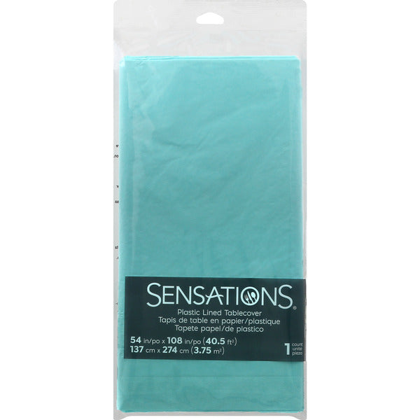 SENSATIONS Plastic Lined Tablecover - Spa Blue, 54" x 108"-092352988907-LR-354385-1-LR eShop