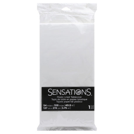SENSATIONS Plastic Lined Tablecover - White, 54" x 108"-092352988884-LR-354383-1-LR eShop