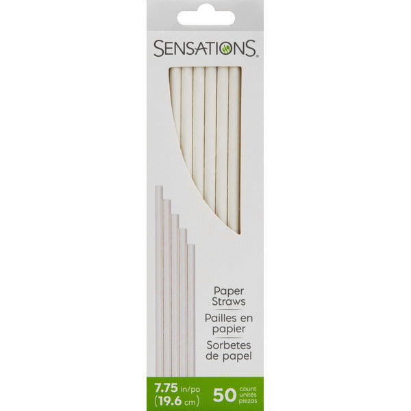 SENSATIONS Smoothie Paper Straws - White, 50 count-092352989089-LR-354393-1-LR eShop