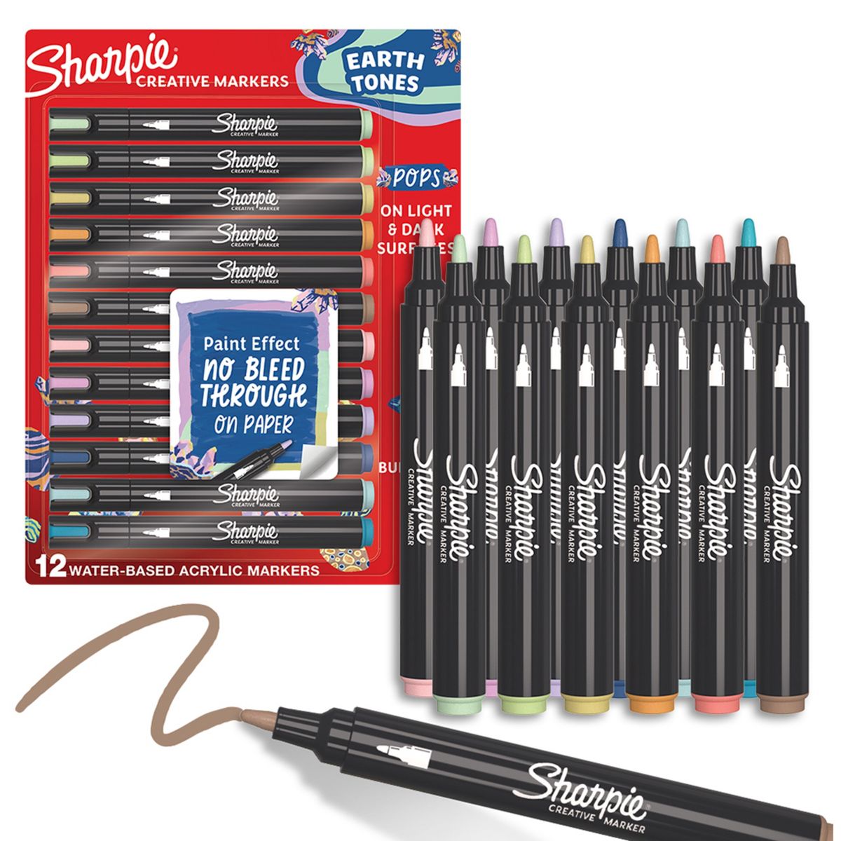 Sharpie Bullet Tip Water-Based Acrylic Markers, Earth Tones, 12 Ct-071641229198-LR-363174-1-LR eShop
