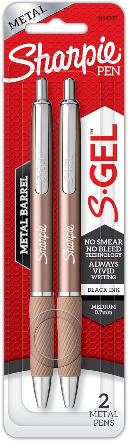 Sharpie S-Gel Champagne Metal Barrel Black Ink Pens, 2 count-716412175778-LR-359435-1-LR eShop