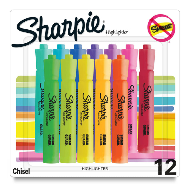 Sharpie Tank Highlighters Chisel Tip - Assorted Fluorescent, 12 count-716412021082-LR-359433-1-LR eShop
