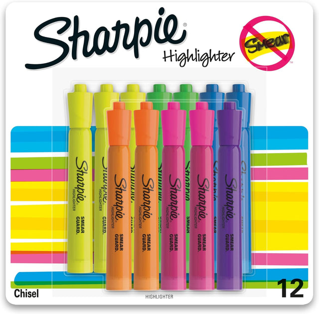 Sharpie Tank Style Chisel Tip Fluorescent Highlighter - Assorted, 12 count-071641251458-LR-349365-1-LR eShop