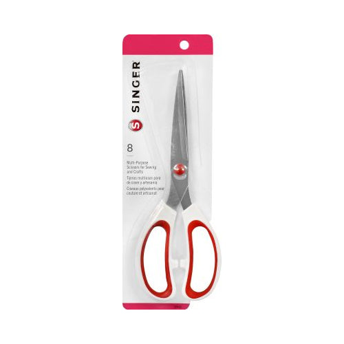 SINGER 8 inch All Purpose Scissors with Red & White Comfort Grip-075691004507-LR-104957-1-LR eShop