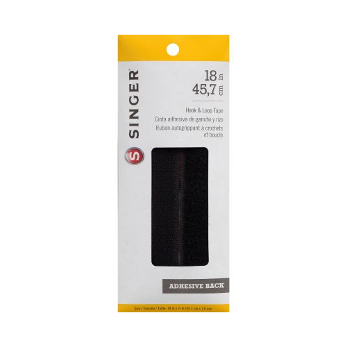 SINGER Adhesive Back Hook & Loop Tape, Black, 3/4" x 18"-075691008802-LR-279049-1-LR eShop