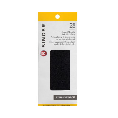 SINGER Adhesive Back Industrial Strength Hook & Loop Tape, Black, 4" x 2", Set of 2-075691008345-LR-242111-1-LR eShop