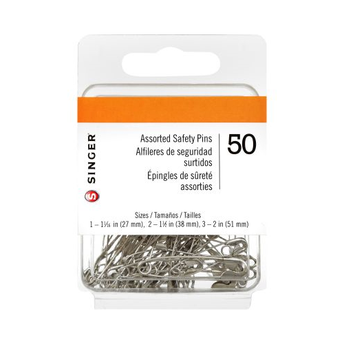 SINGER Assorted Safety Pins, 50 Count, Sizes 1, 1-1/16" - 2, 1-1/2" - 3, 2"-075691002268-LR-81406-1-LR eShop