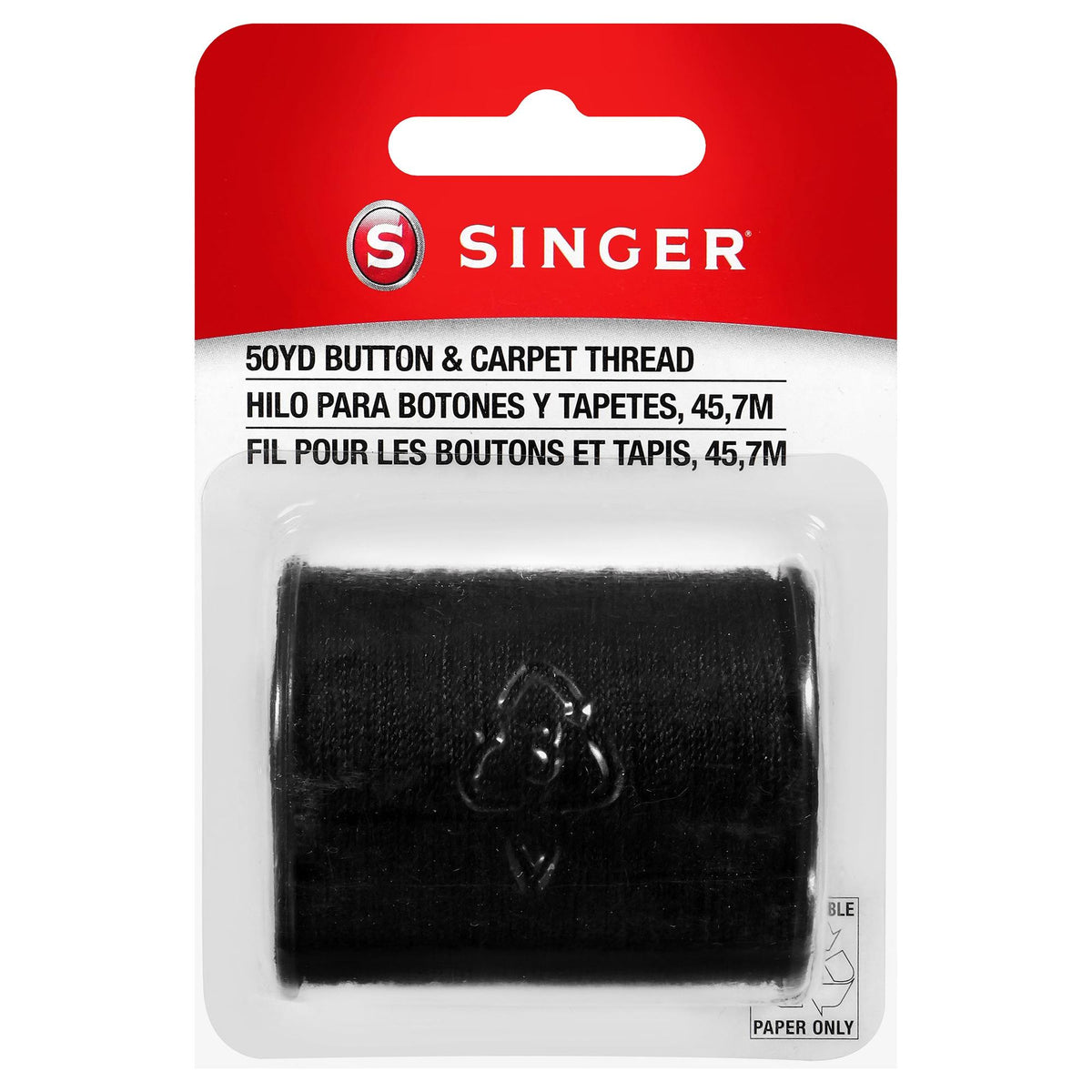 SINGER Heavy-Duty Button & Carpet Thread - Black, 50 yards