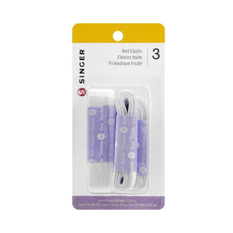 SINGER Knit Polyester Elastic, White, 3 Assorted Sizes - 1/4" x 90", 1/2" x 45", 3/4" x 36"-075691004187-LR-184576-1-LR eShop
