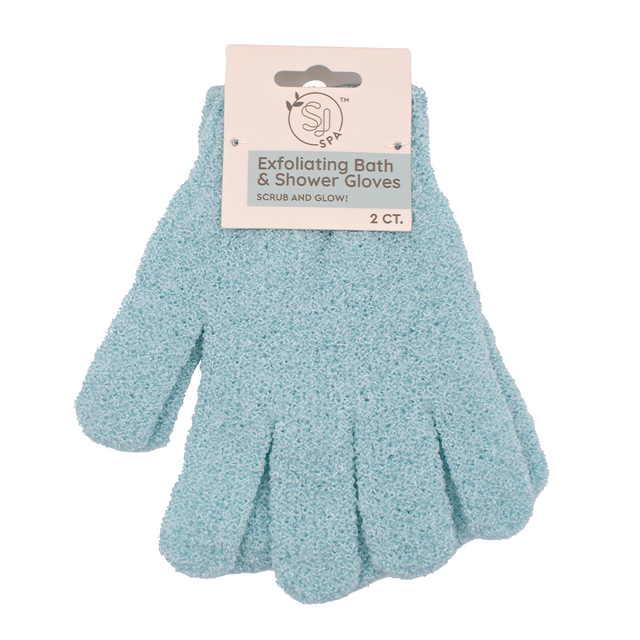 SJ Spa Exfoliating Bath & Shower Gloves - Mint, 2 count-850042774922-LR-360597-1-LR eShop