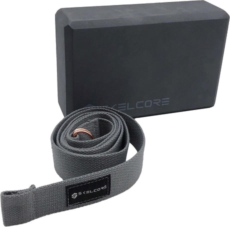 Skelcore High Density Non Slip Foam Yoga Block and Strap Set-840285900301-LR-349002-2-LR eShop