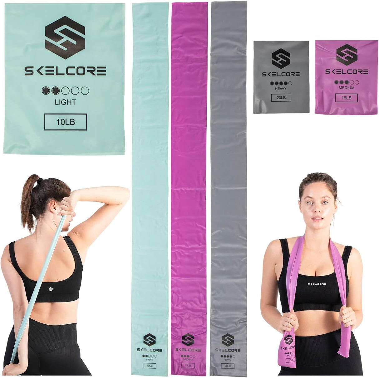 Skelcore Latex Free 4ft Resistance Band, 3 piece set-840285900103-LR-349016-4-LR eShop
