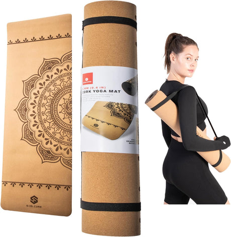 Skelcore Sweat Proof Non-Slip Cork Yoga Mat, 4 mm-840285900288-LR-349033-1-LR eShop