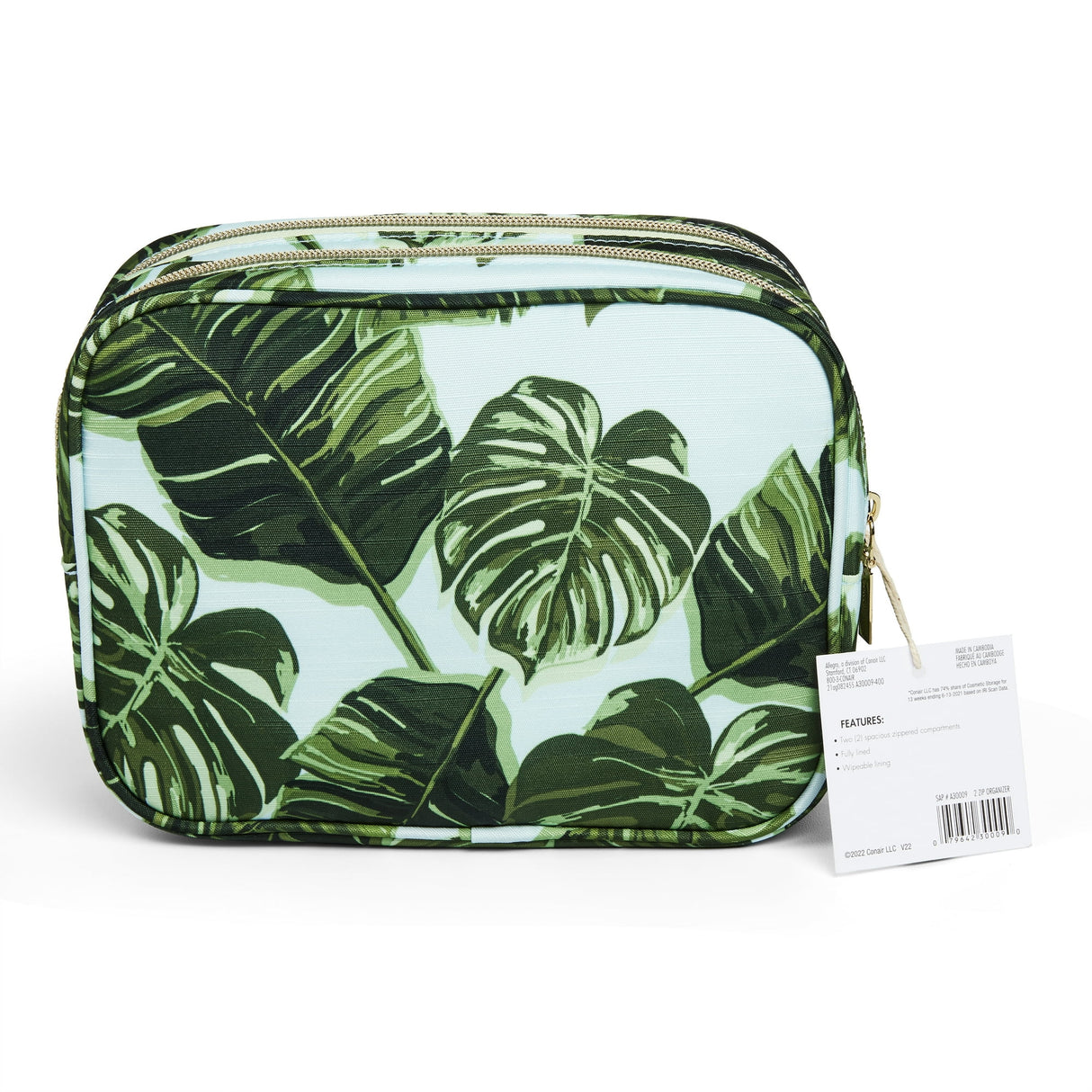 Sophia Joy Dual Zipper Travel Cosmetic Makeup Bag - Palm Blue-079642300090-LR-348416-5-LR eShop