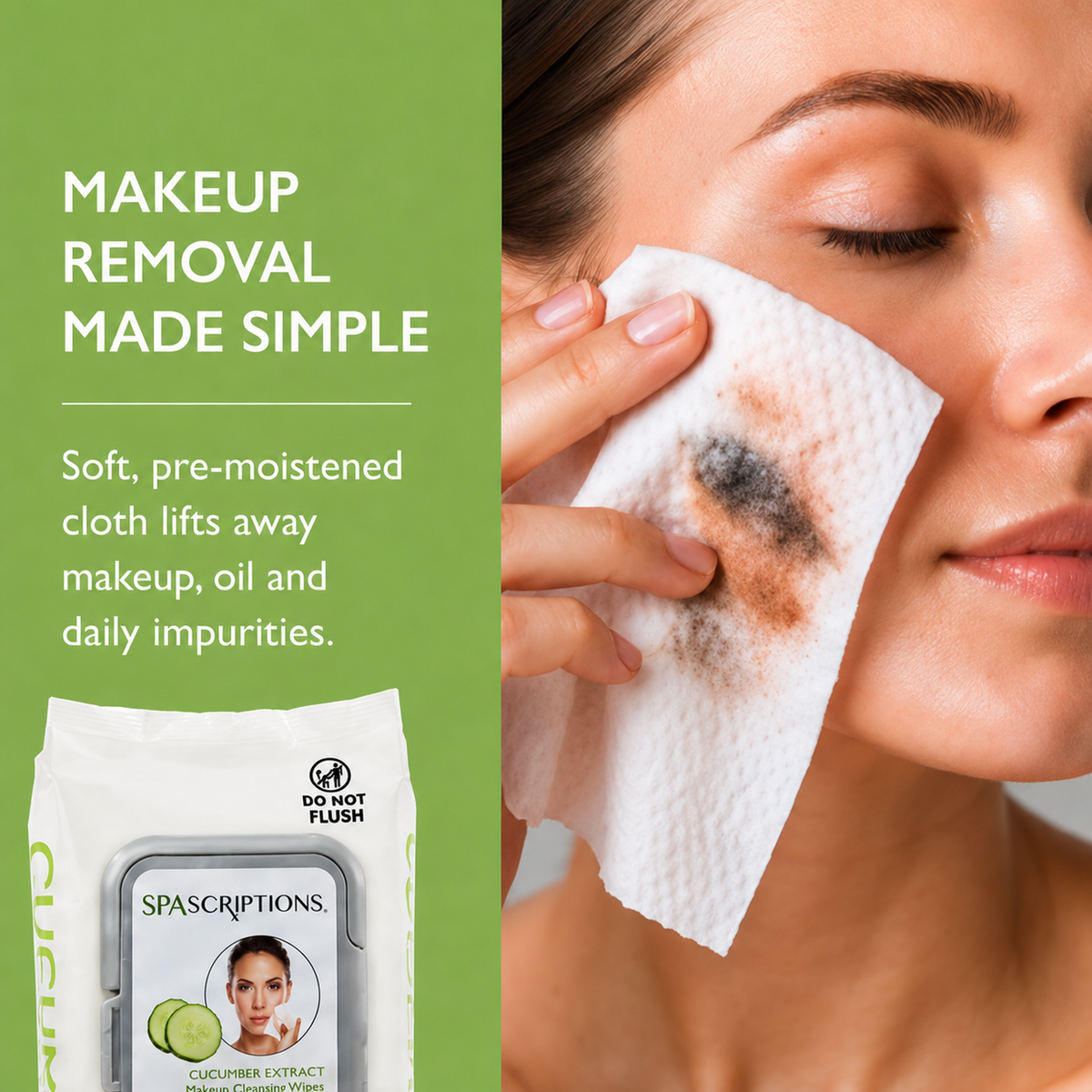 SPASCRIPTIONS Cucumber Extract Cleansing Wipes, 60 count-814655028919-LR-351001-5-LR eShop