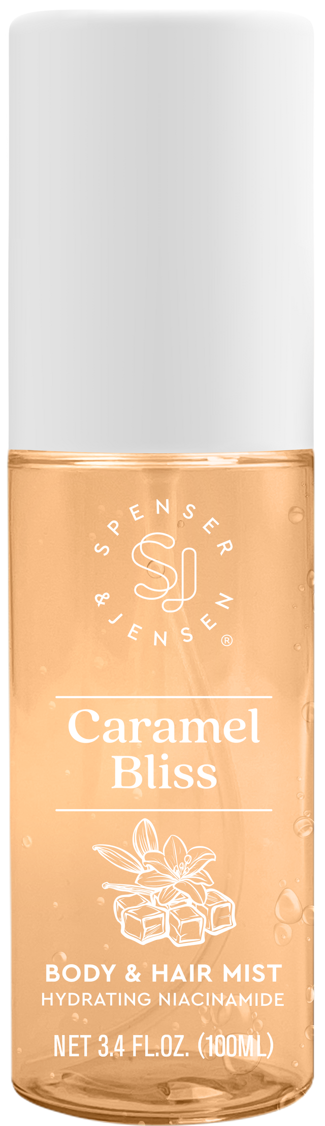 Spenser & Jensen Hydrating Body & Hair Mist, 3.4 fl oz, Caramel