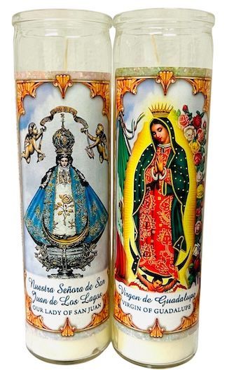 Star Candle Prayer Candle, 8in - Dual Saints - Virgin of San Juan de los Lagos & Our Lady Of Guadalupe-047223416706-LR-273074-2-LR eShop