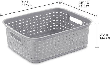 Sterilite Short Plastic Weave Storage Basket - Gray-073149096401-LR-301932-2-LR eShop