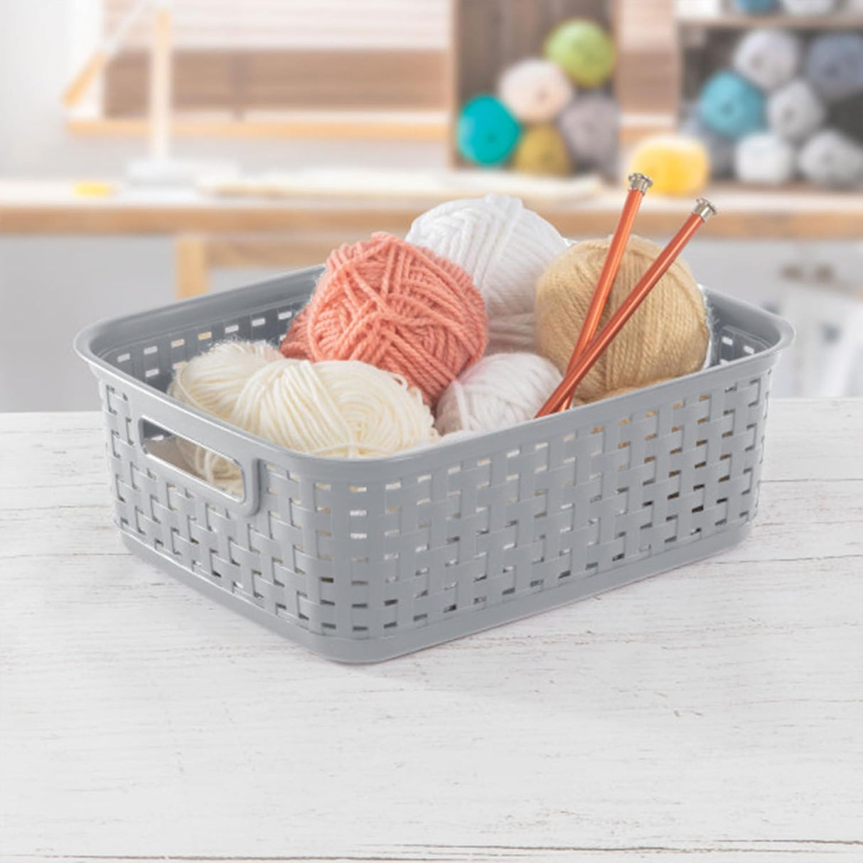 Sterilite Short Plastic Weave Storage Basket - Gray-073149096401-LR-301932-3-LR eShop
