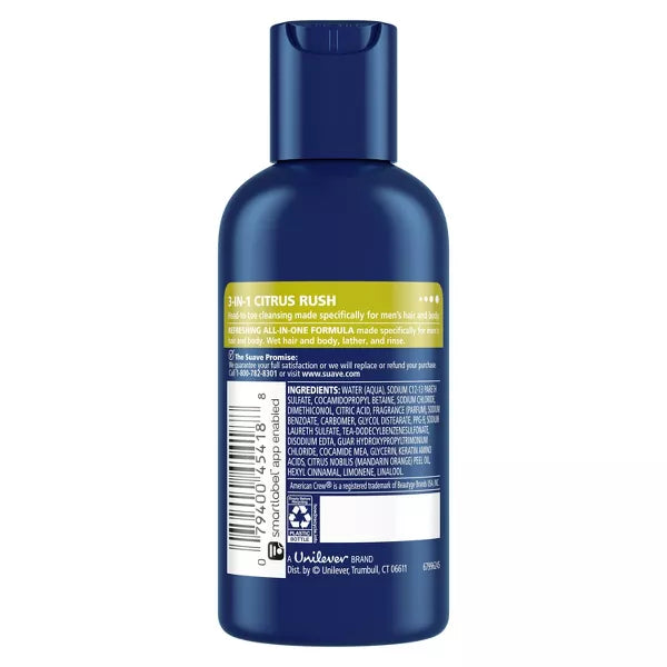 Suave Men Professionals 3-in-1 Shampoo + Conditioner + Body Wash - Citrus Rush, 3 oz-079400454188-LR-351315-3-LR eShop