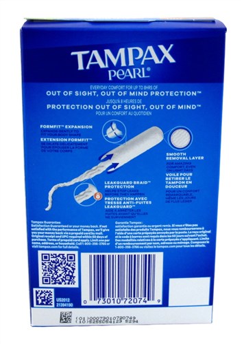 Tampax Pearl Tampons, with LeakGuard Braid, Super Absorbency, Unscented, 10 Count-073010720749-LR-363300-2-LR eShop