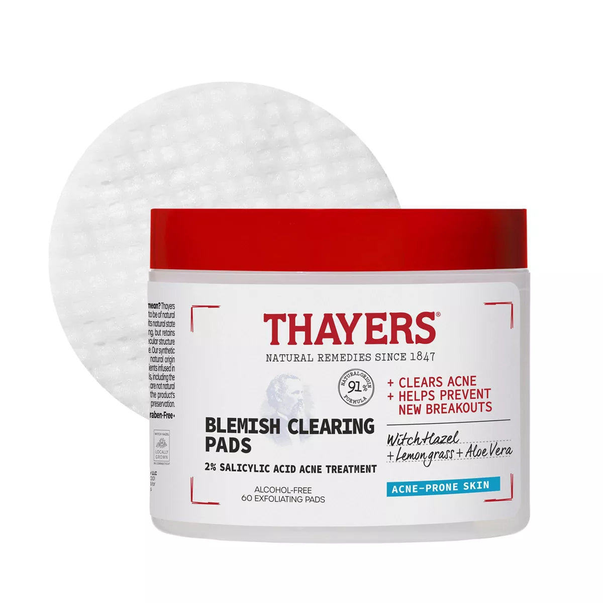 Thayers Natural Remedies Acne Clearing Toner Pads with Salicylic Acid, 60 count-041507070547-LR-357174-2-LR eShop