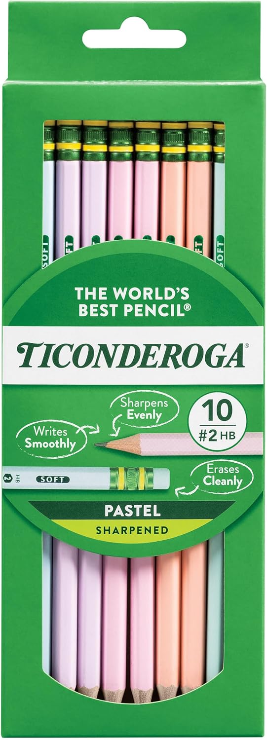 Ticonderoga #2 Soft Colored Pencils - Assorted Pastels, 10 count-072067137104-LR-354462-1-LR eShop