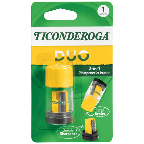 Ticonderoga DUO 2-in-1 Pencil Sharpener & Eraser - Yellow, 1 Count-072067390011-LR-354463-1-LR eShop