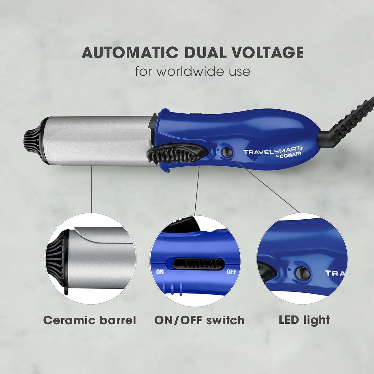 Travel Smart Ceramic Mini Curling Iron, 1"-039052004193-LR-361018-4-LR eShop