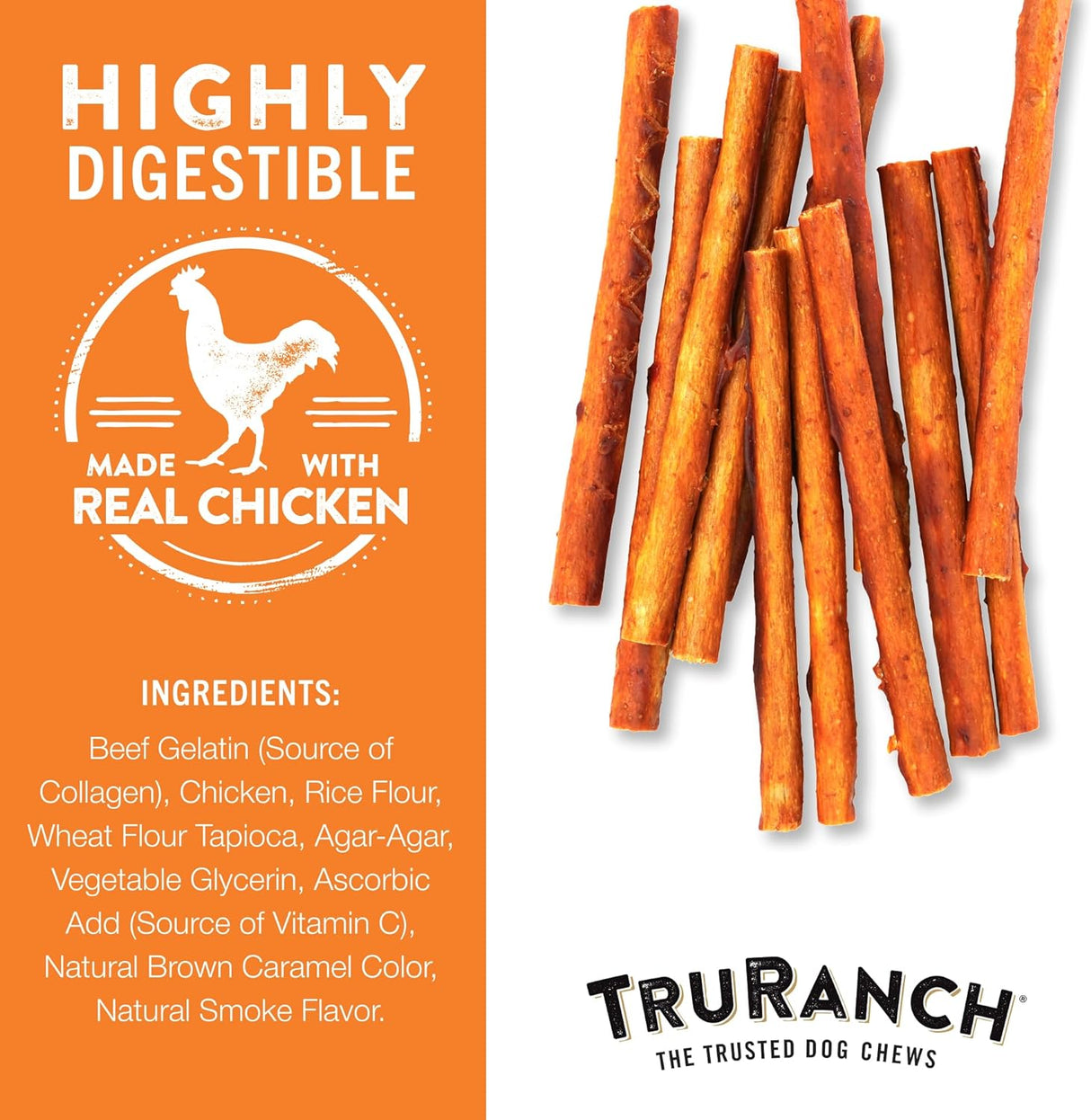 TruRanch 5" Rawhide Alternative Collagen Sticks for Dogs - Made with Real Chicken, 15 Count-810022720943-LR-348972-4-LR eShop