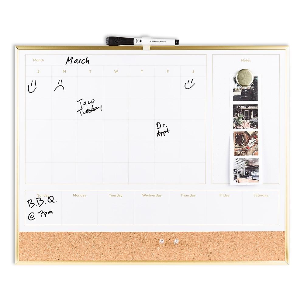 U BRANDS Dry Erase 2-in-1 Magnetic Whiteboard with Gold Frame-843463138824-LR-362761-2-LR eShop